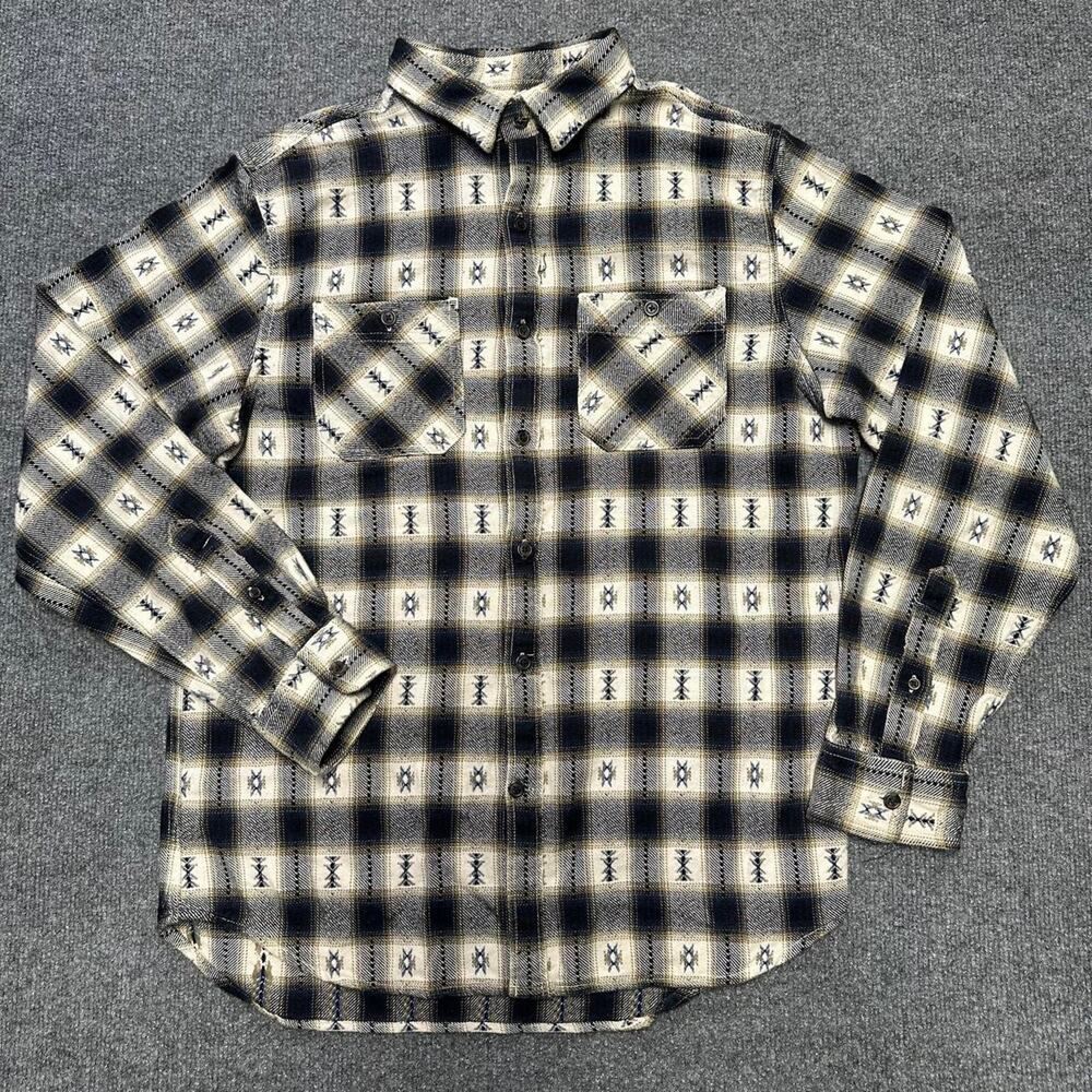 Vintage Y2K Western Blanket Shirt Aztec Cowboy Thick Cotton Twill Button Up M